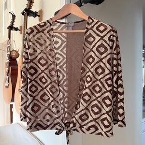 Chico's Travelers Collection Diamond Ginger Jacket Tie Front Cardigan medium fit